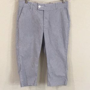 Lee Riders Women’s Sz 12 Blue and White Striped Capri Pants Stretch